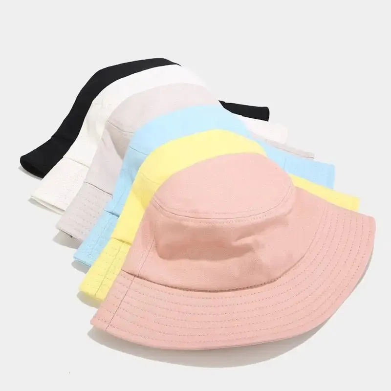 Solid Color Cotton Aesthetic Bucket Hat for Acubi Style