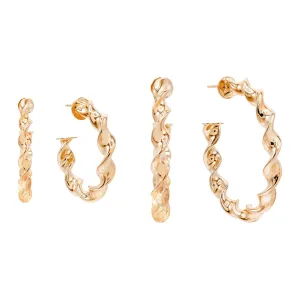 Spiral Hollow Hoop Earring Combo Set