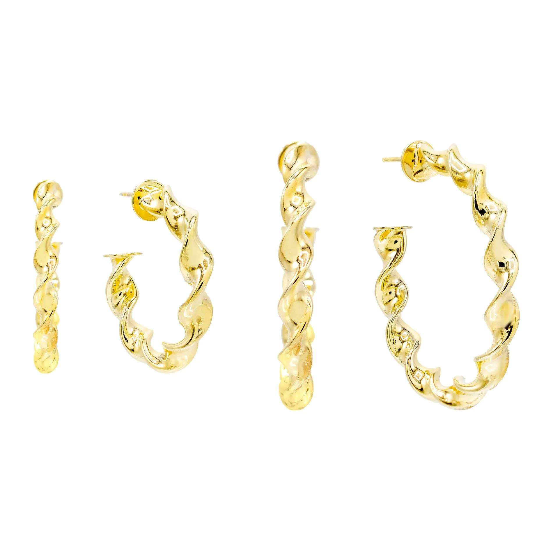 Spiral Hollow Hoop Earring Combo Set