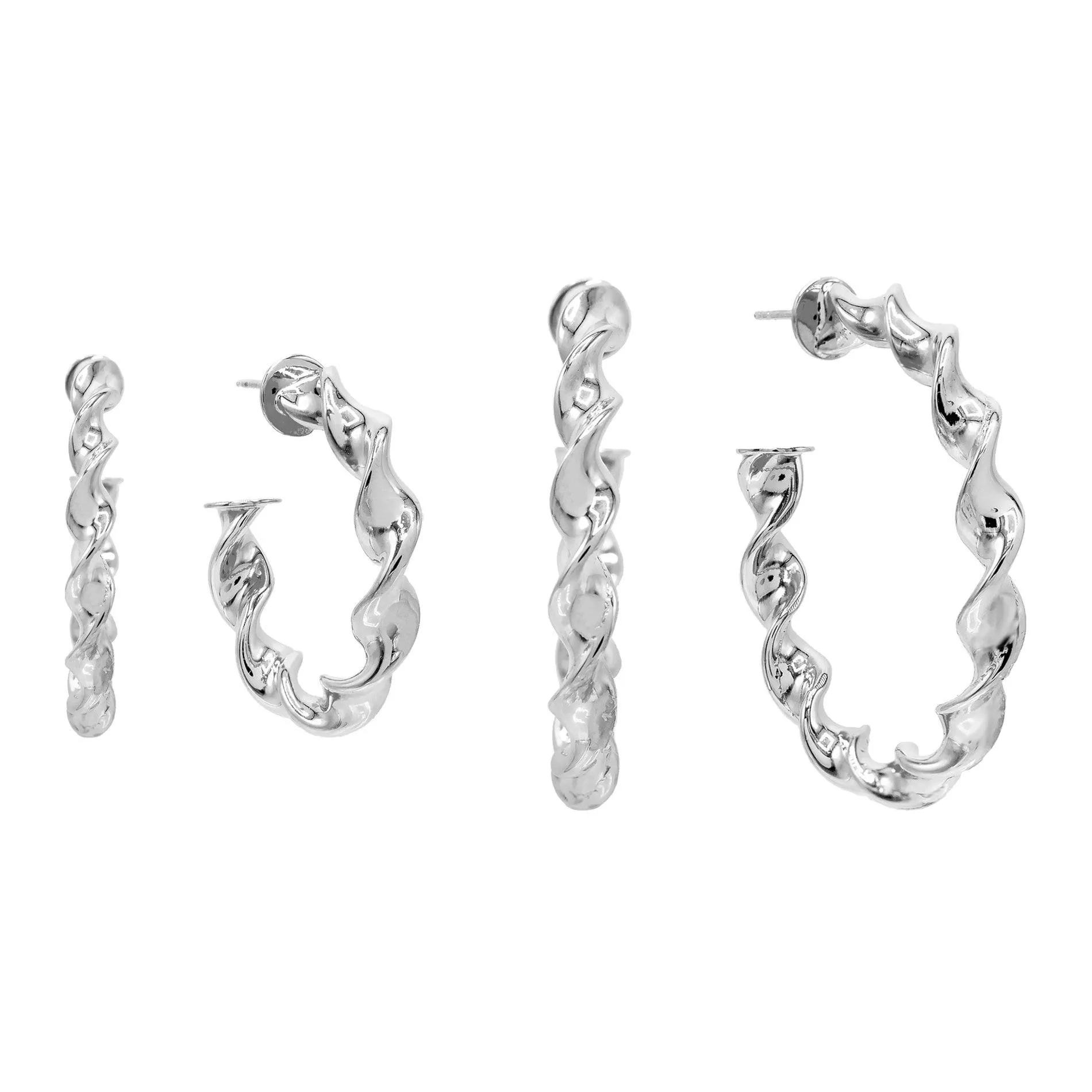 Spiral Hollow Hoop Earring Combo Set