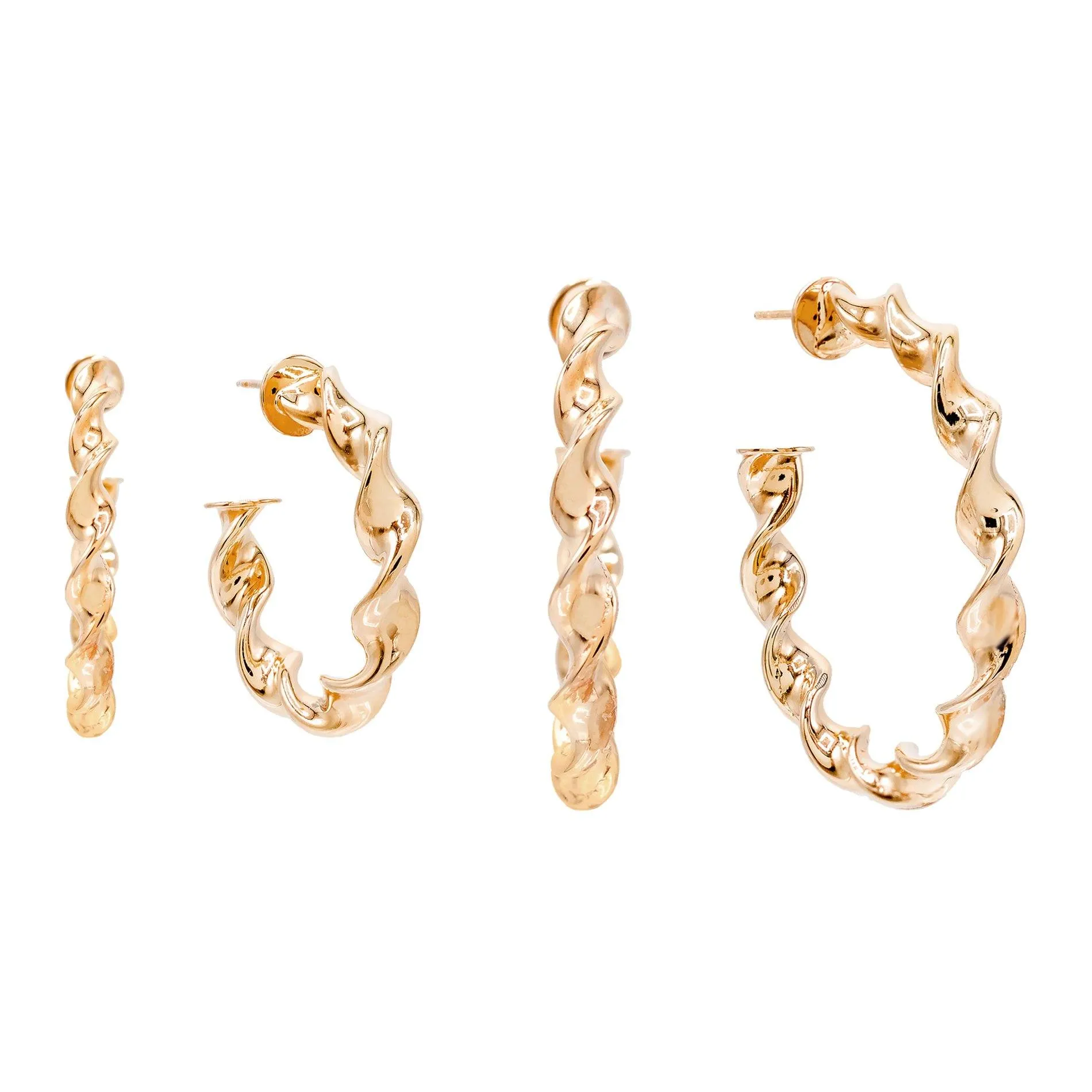 Spiral Hollow Hoop Earring Combo Set