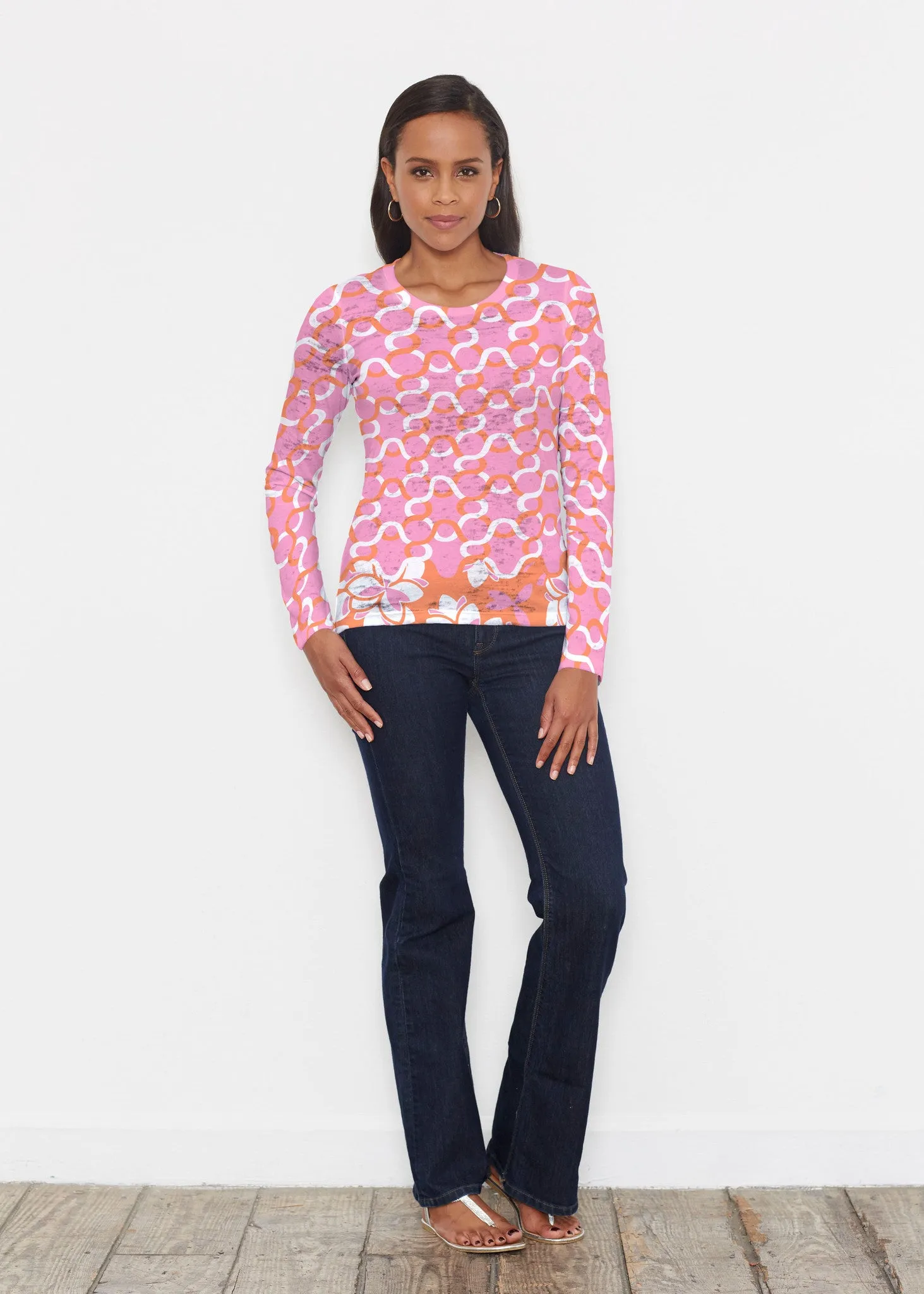Squiggles Pink (20341) ~ Signature Long Sleeve Crew Shirt