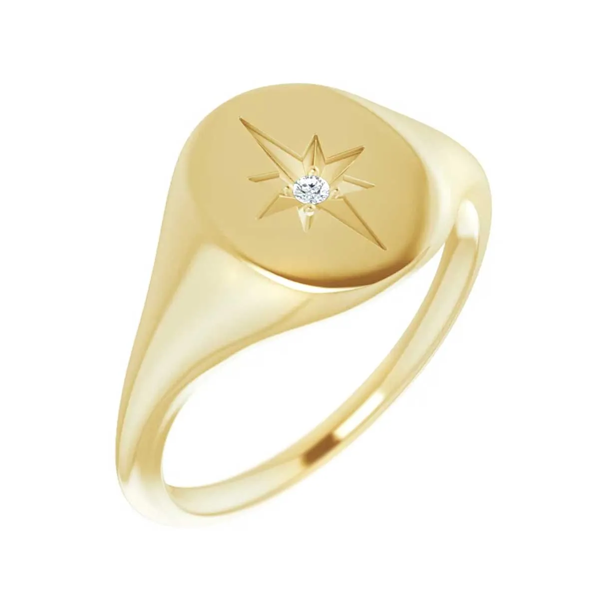 Starburst Signet Ring in 14k Yellow Gold