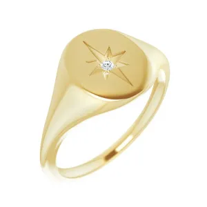 Starburst Signet Ring in 14k Yellow Gold