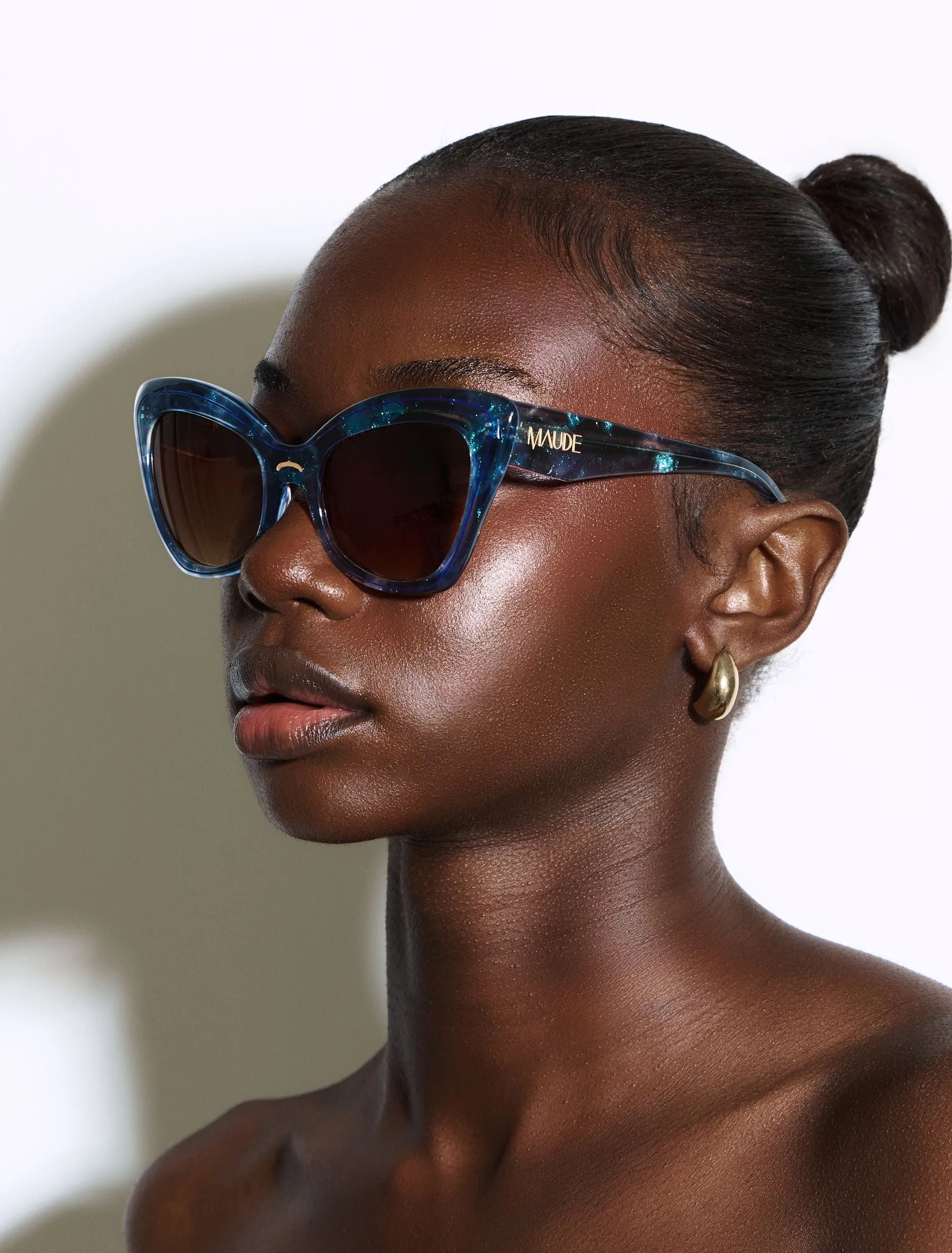 Starla ~ Blue Glitter Cat Eye Sunglasses