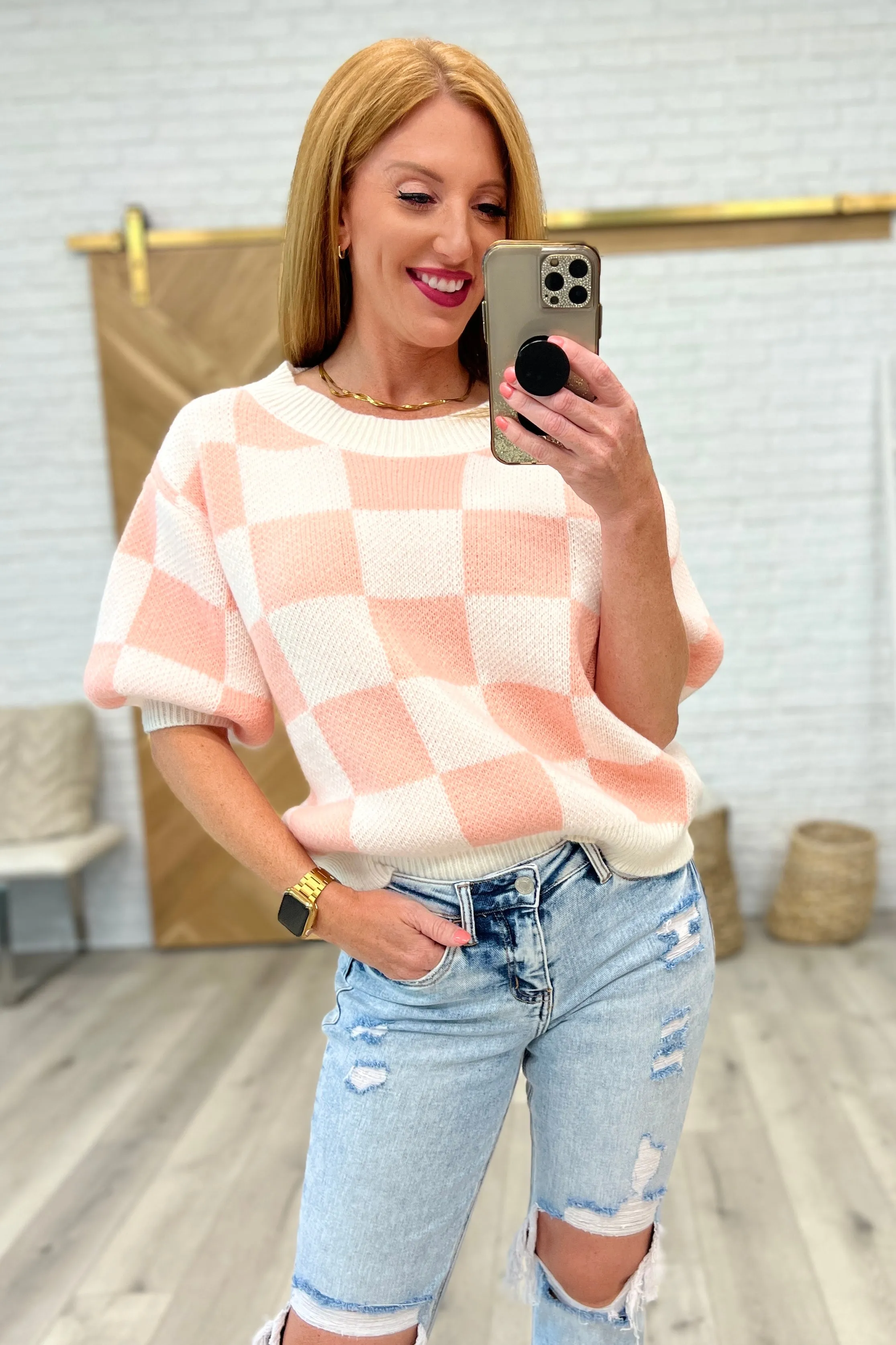 Start Me Up Checkered Sweater