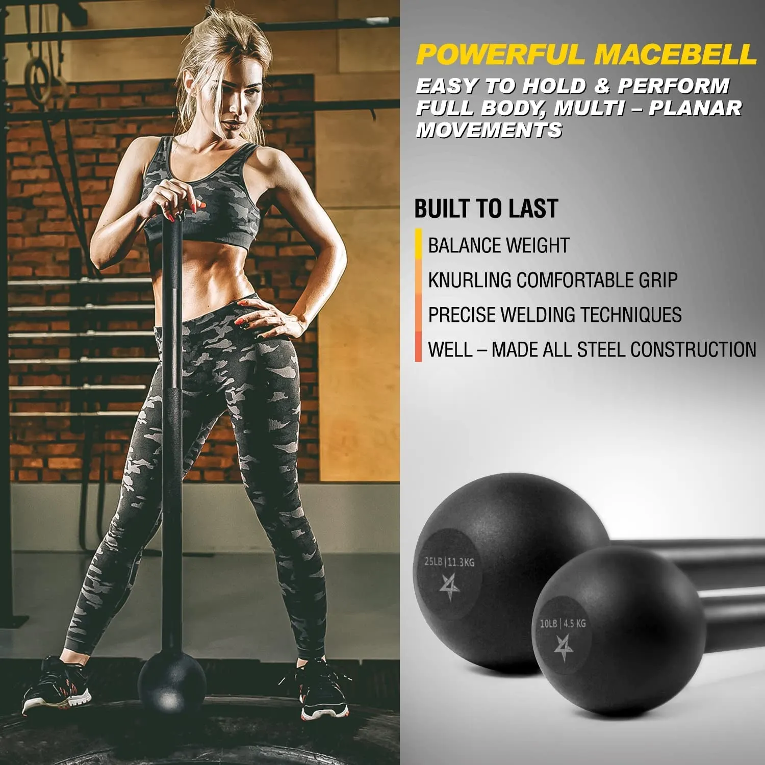 Steel Mace Bell – Full-Body Strength & Conditioning Tool for Functional Training, Grip Power & Rehab (5–30 lbs)