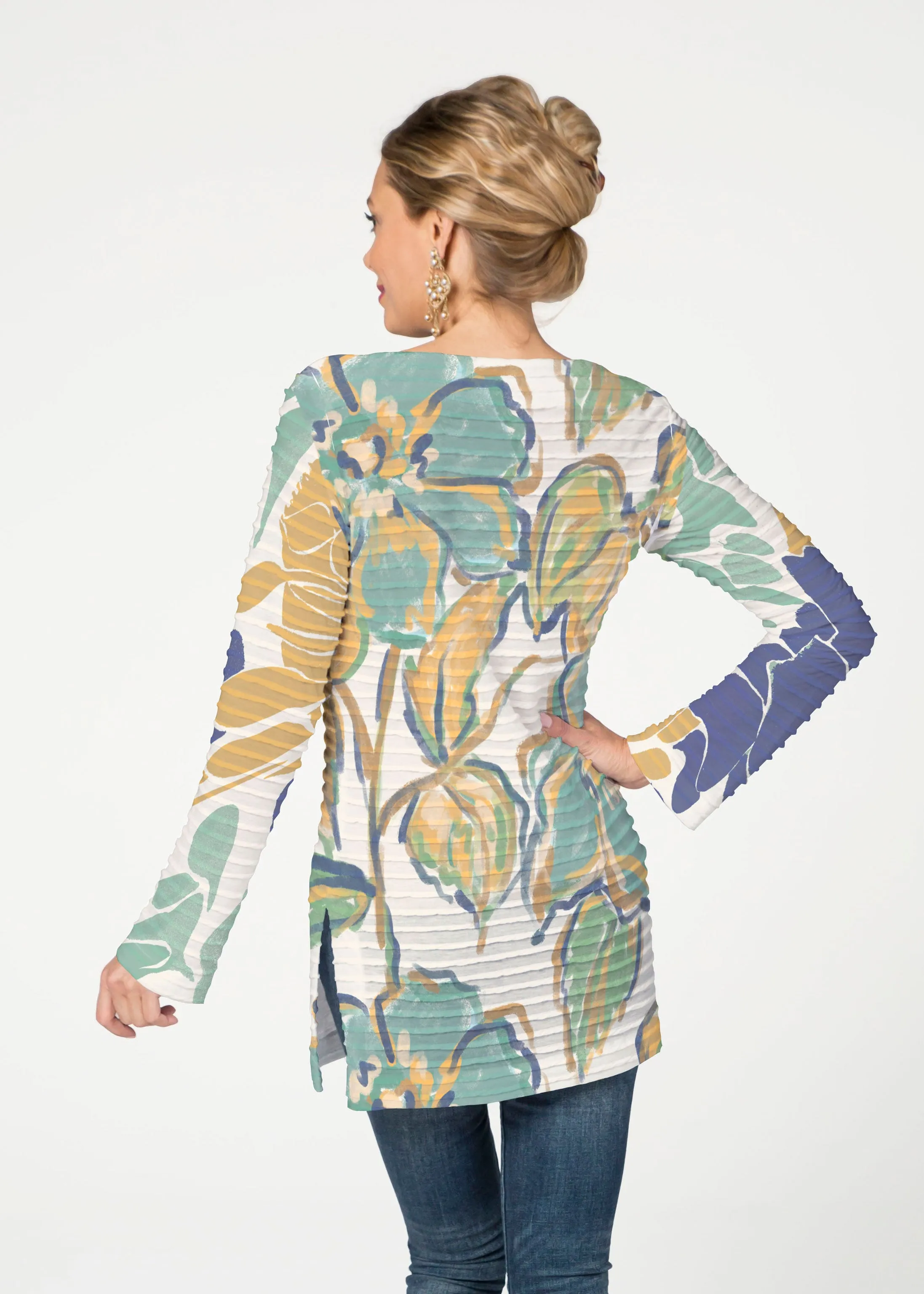 Stefania (8110) ~ Banded Boatneck Tunic