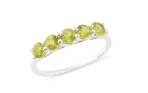 Sterling Silver Brazilian CITRINE Round Gemstone 5 Stone Ring