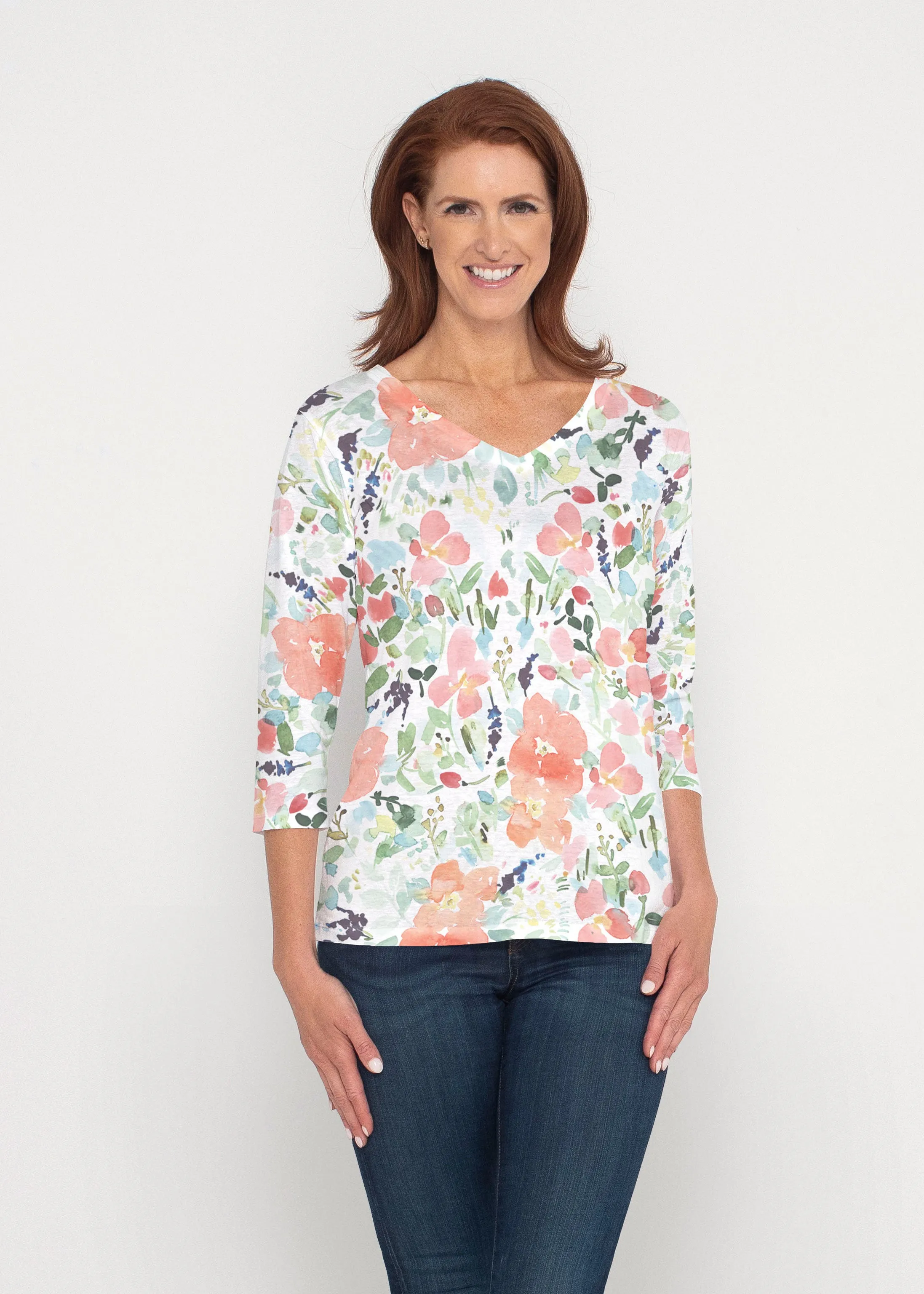 Summer Dreams (7939) ~ Signature 3/4 Sleeve V-Neck Top