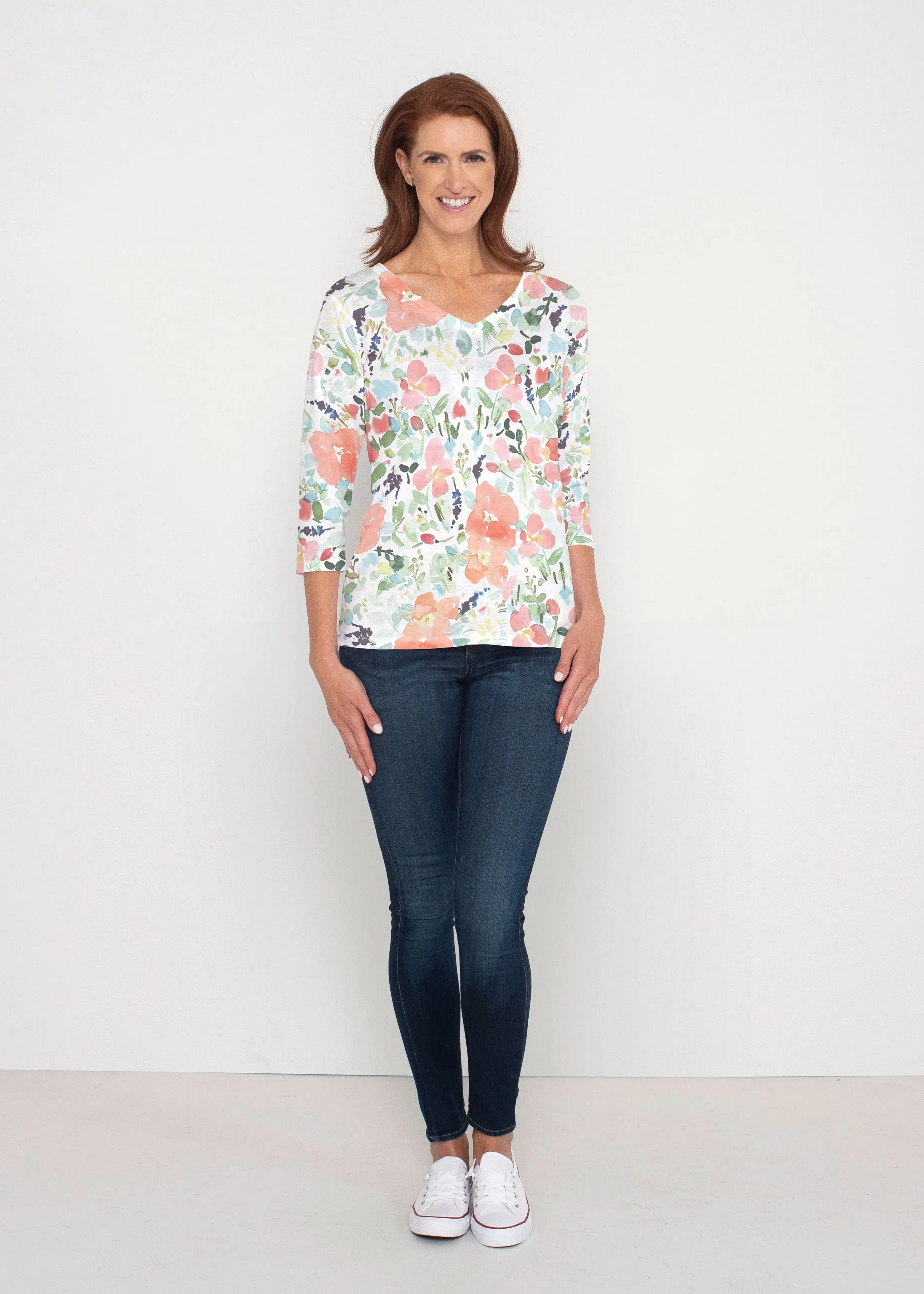 Summer Dreams (7939) ~ Signature 3/4 Sleeve V-Neck Top