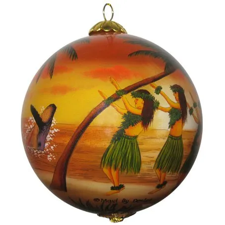 Sunset Hawaiian Hula Christmas Ornament