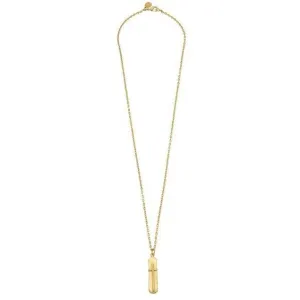 Susan Shaw Bar Cross on 30in Thin Textured Chain Necklace - Gold