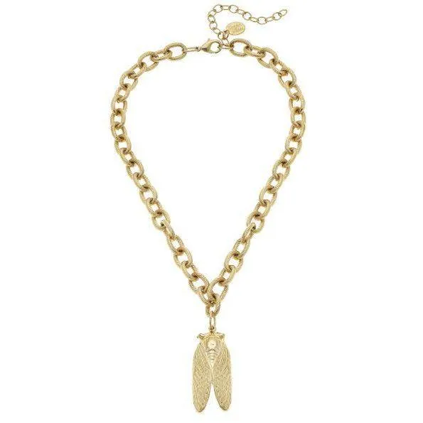 Susan Shaw Handcast Gold Cicada Chain Necklace