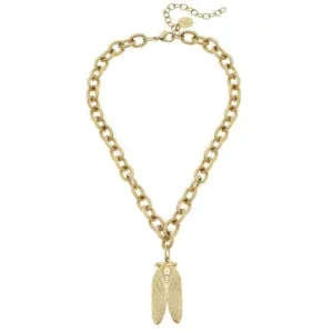 Susan Shaw Handcast Gold Cicada Chain Necklace