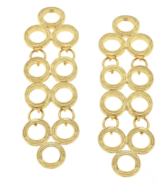 Susan Shaw Handcast Gold Multi Circle Earrings