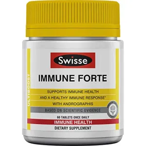Swisse Ultiboost Immune Forte | Suplemento de apoyo inmunológico con vitamina C, zinc, saúco, equinácea y Andrographis | Refuerzo del sistema inmunológico | 60 tabletas