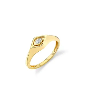 SYDNEY EVAN |  Marquise Evil Eye Signet Ring | Gold & Diamond