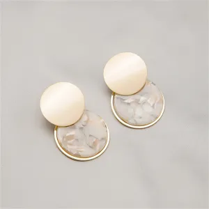 Taupe Resin & 18K Gold-Plated Marbled Round Duo Drop Earrings