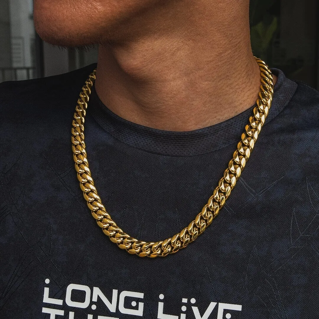 The Golden Time II® - 12mm Miami Cuban Link Chain 18K Gold Plated