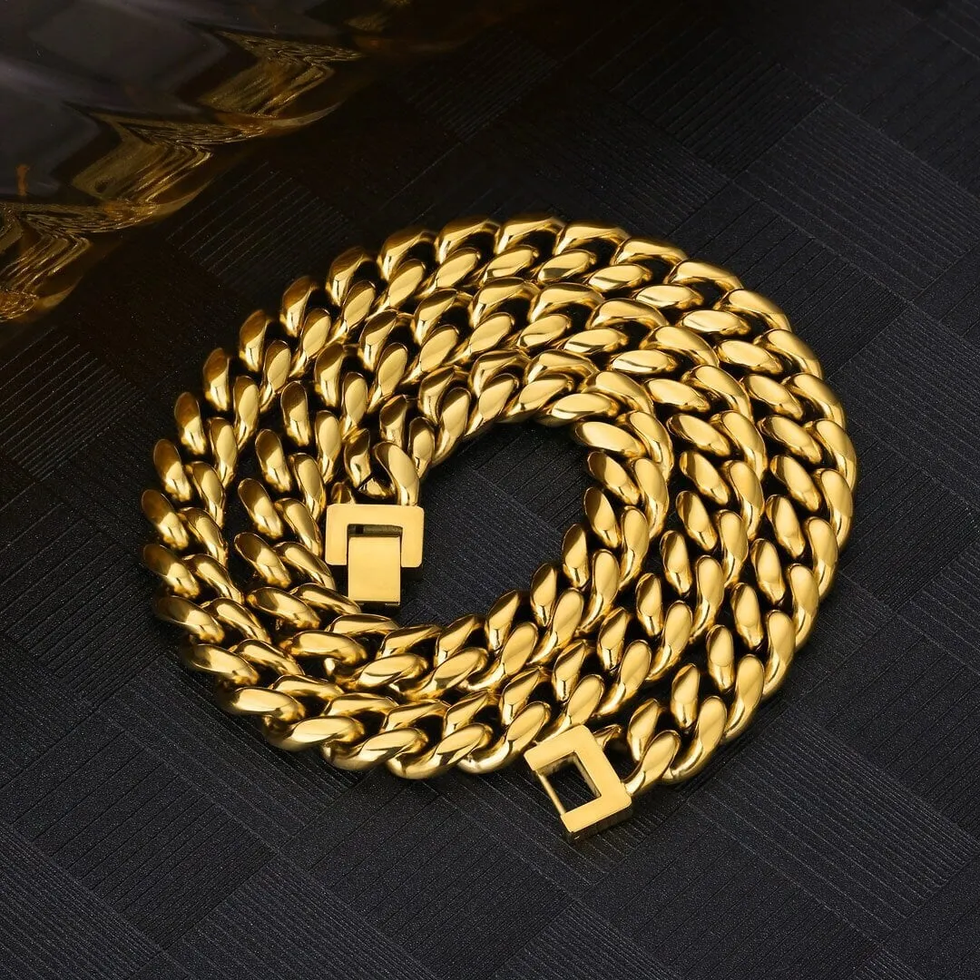 The Golden Time II® - 12mm Miami Cuban Link Chain 18K Gold Plated