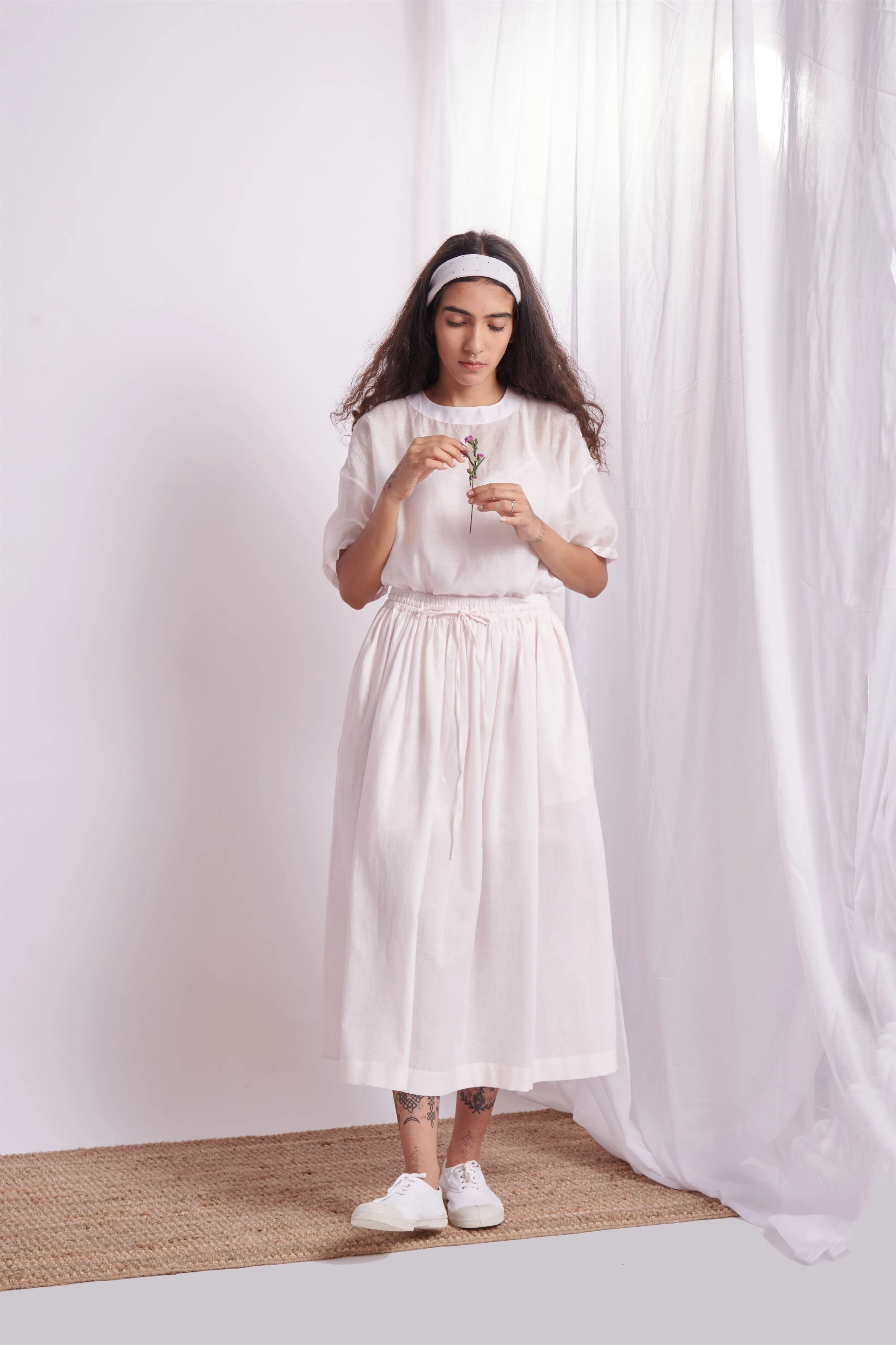 The Plavate I Okhota Just a cool look Co-ord Set Silk Cotton White,Pink Sky Blue Daily Collection AW22-38