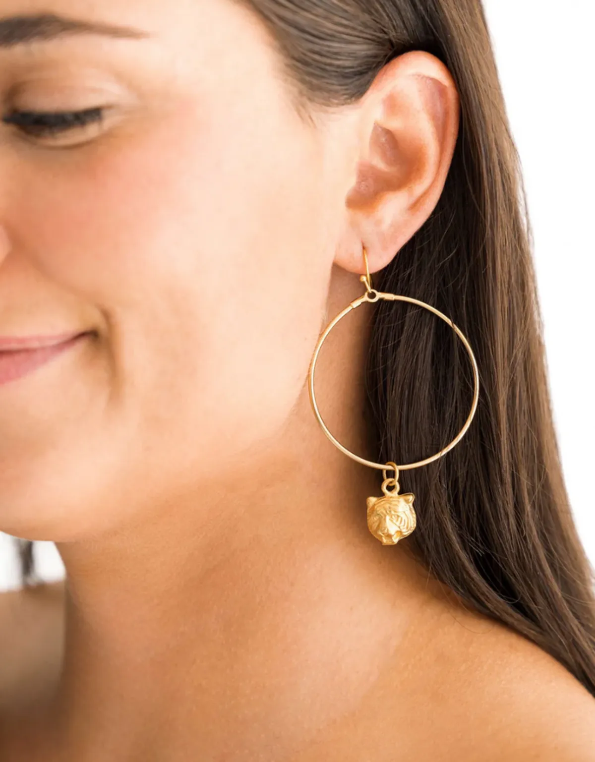 Tiger Head Loop Earrings