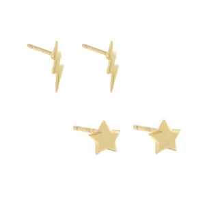 Tiny Star X Lightning Stud Earring Combo Set