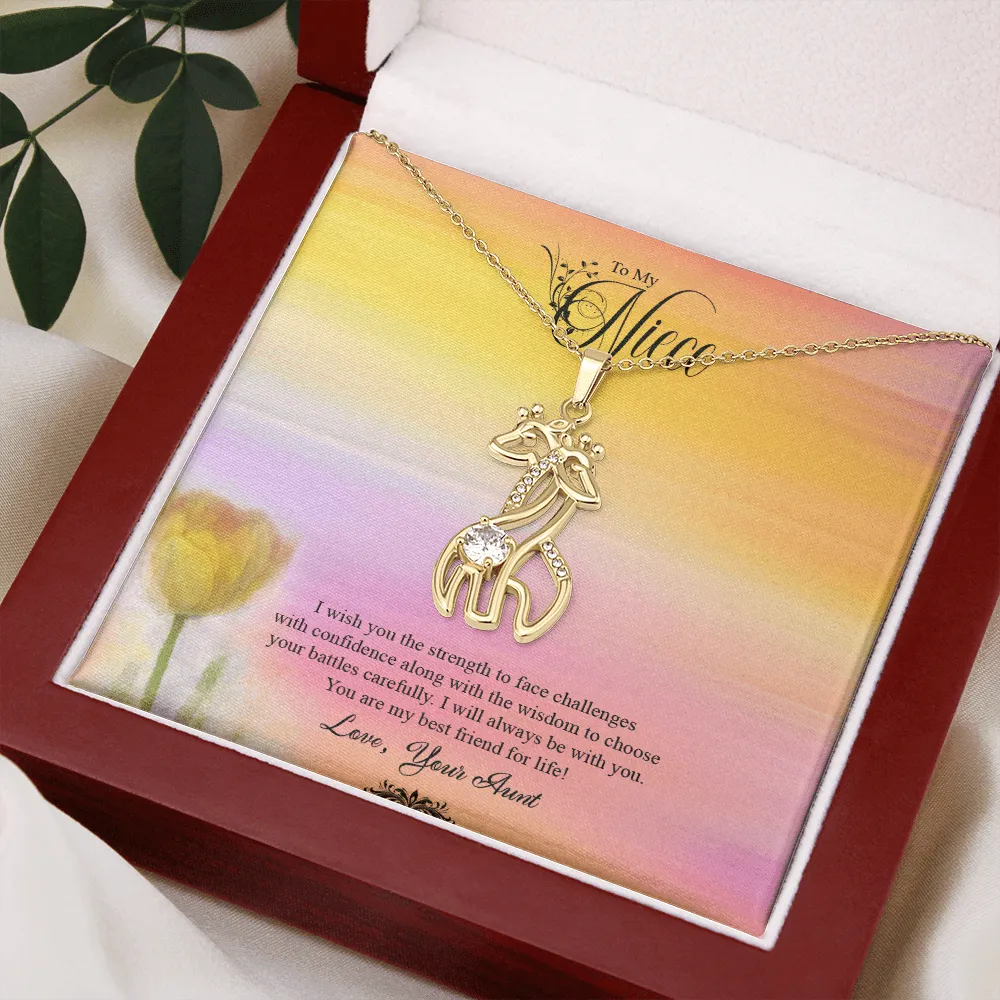 To My Niece, I Wish You The Strength To Face Challenges - Graceful Love Giraffe Necklace Message Card