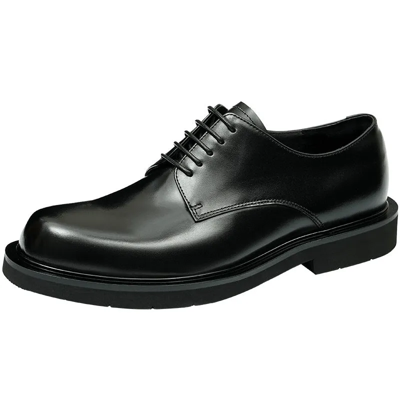 Top Layer Cowhide Men's Leather Shoes Business Casual Leather Shoes Men's Simple Style Genuine Leather England Style round Toe Formal Wear All-Match Derby Men's Shoes68913