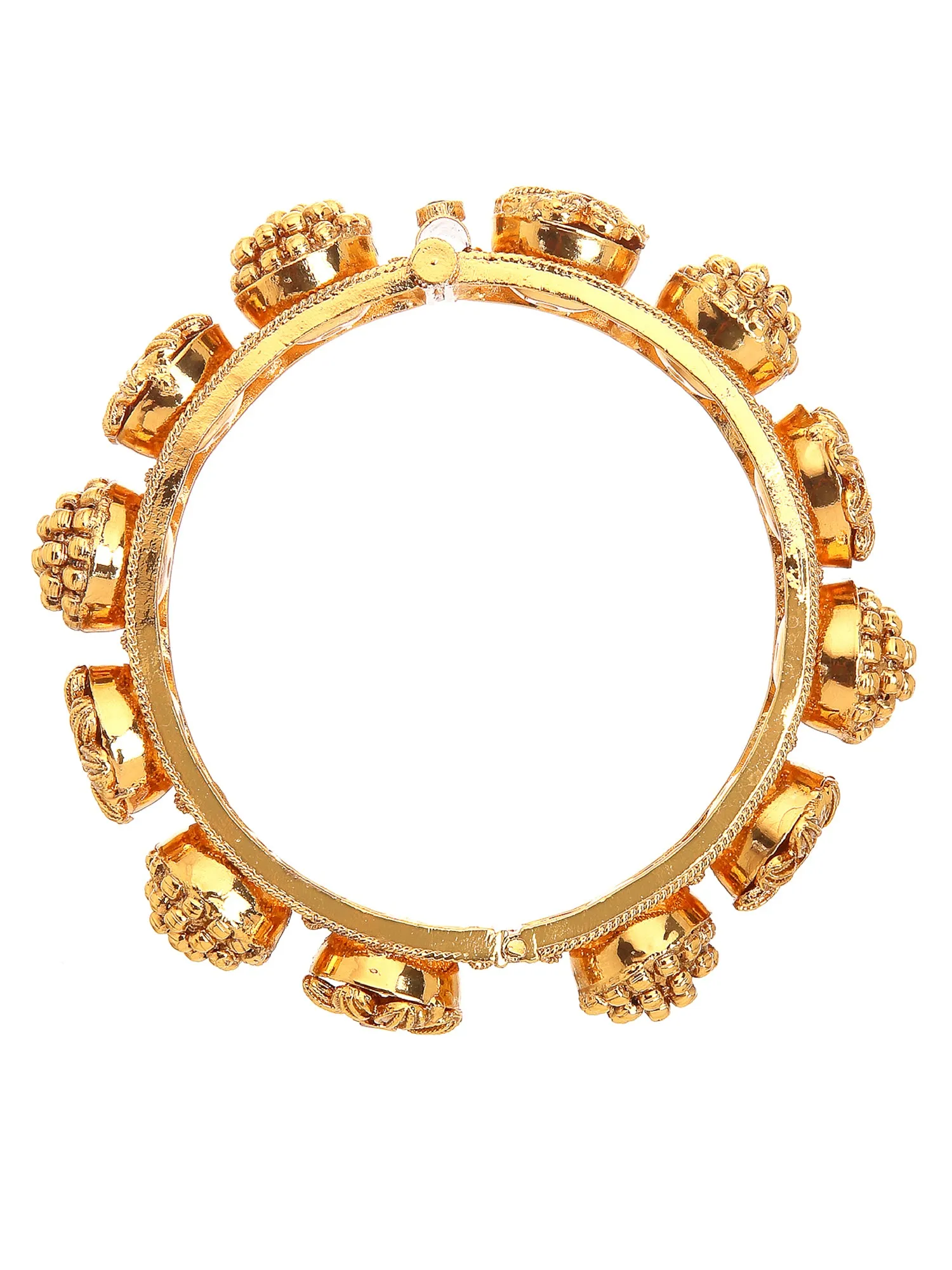 Traditional Gold-Plated Floral Design Jadau Bangles