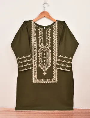TS-089A-Mehndi - Cotton Embroidered Stitched Kurti