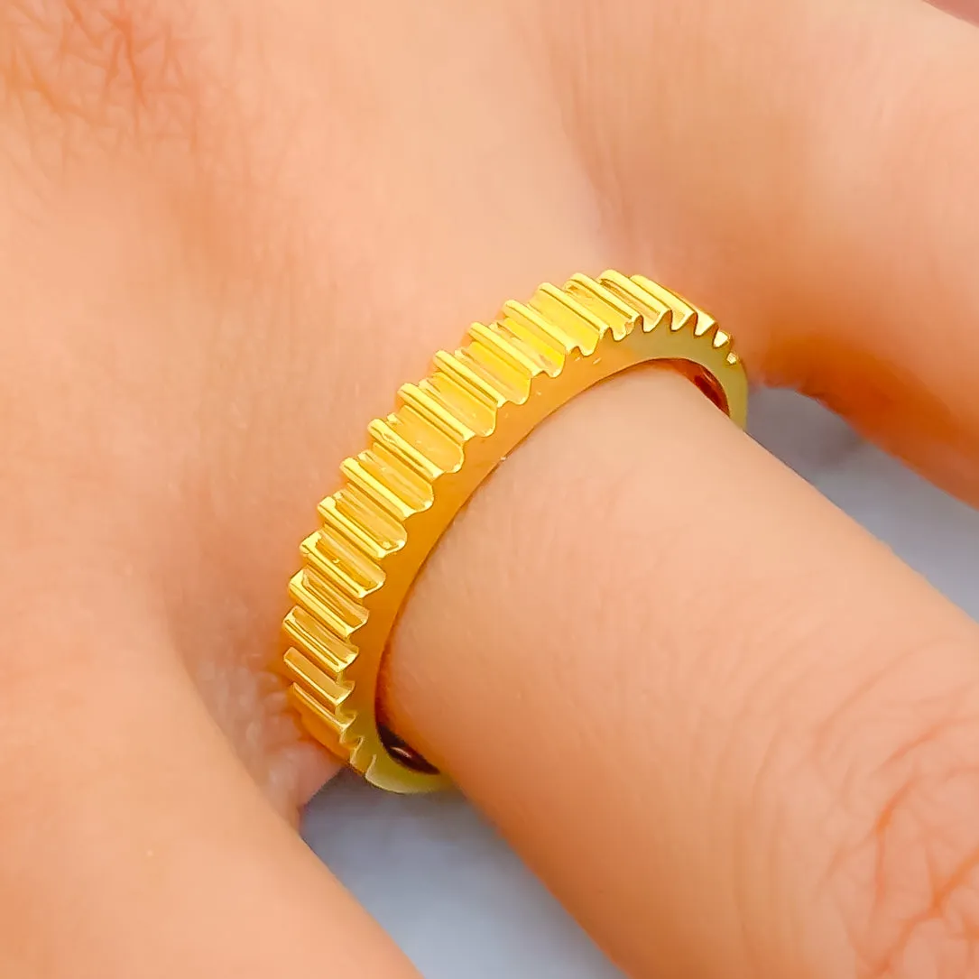 Unique Graceful 22k Gold Gear Ring