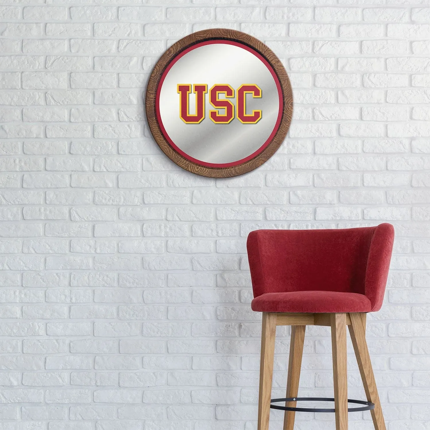 USC Trojans: "Faux" Barrel Top Mirrored Wall Sign