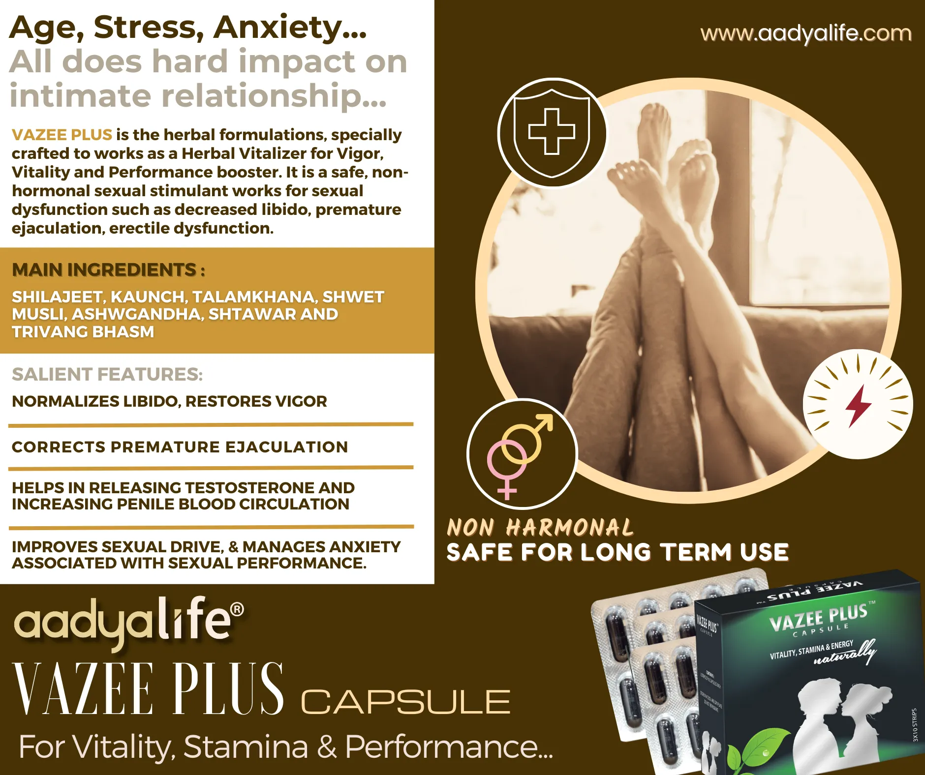 Vazee Plus, a Herbal Vitalizer for Vigor, Vitality and Performance booster with Ashwangdha