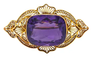 Victorian Amethyst 18 Karat Gold Brooch Circa 1900