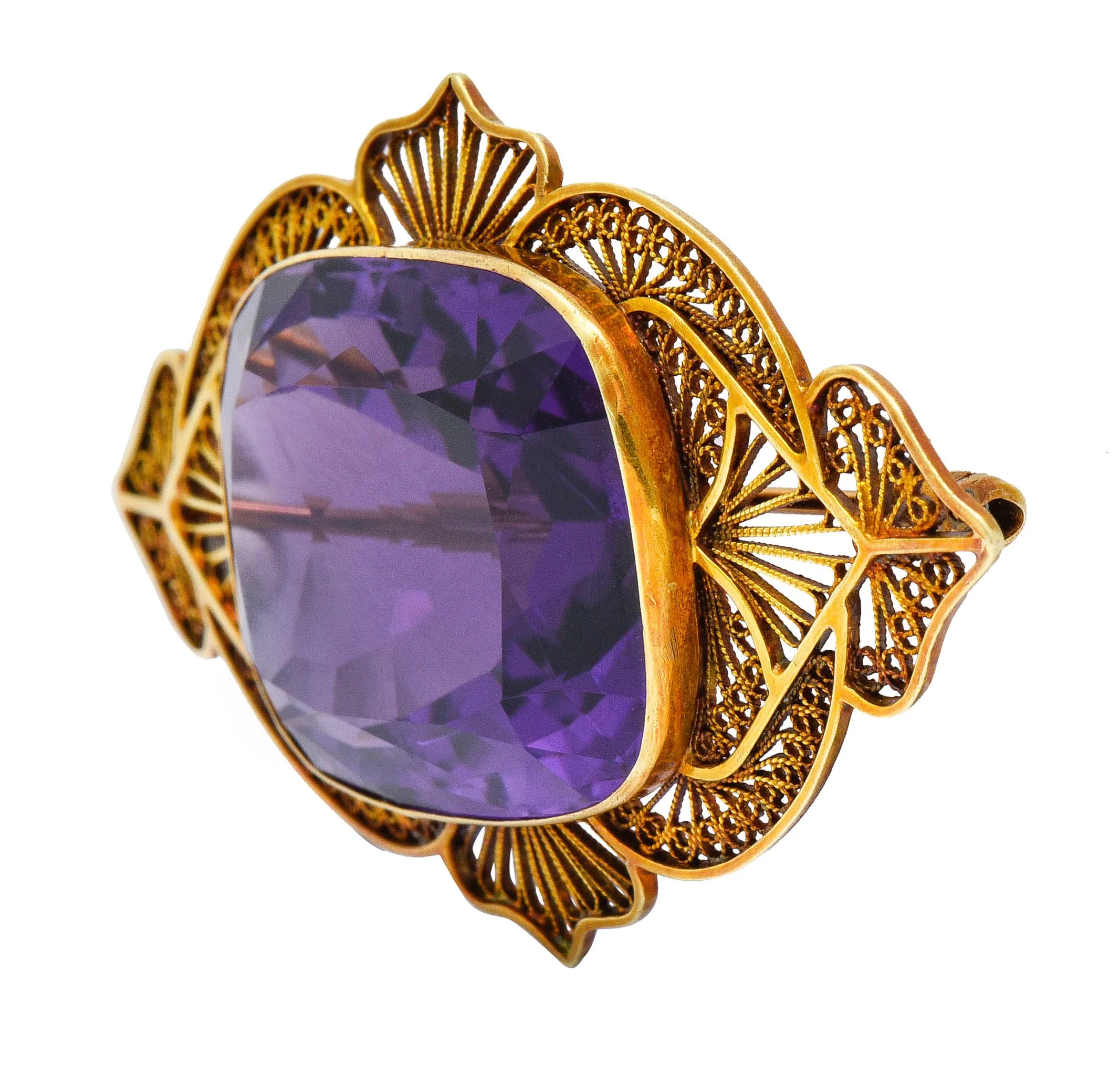 Victorian Amethyst 18 Karat Gold Brooch Circa 1900