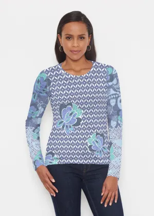 Vintage Blooms Blue (8060) ~ Signature Long Sleeve Crew Shirt