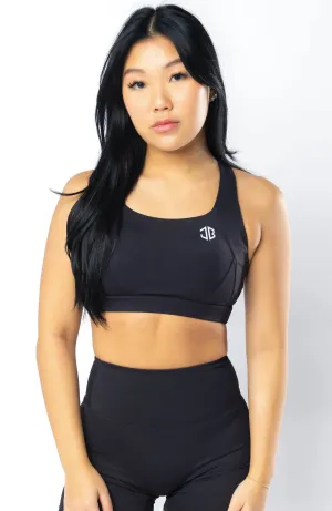 Vital Black Cross Back Sports Bra