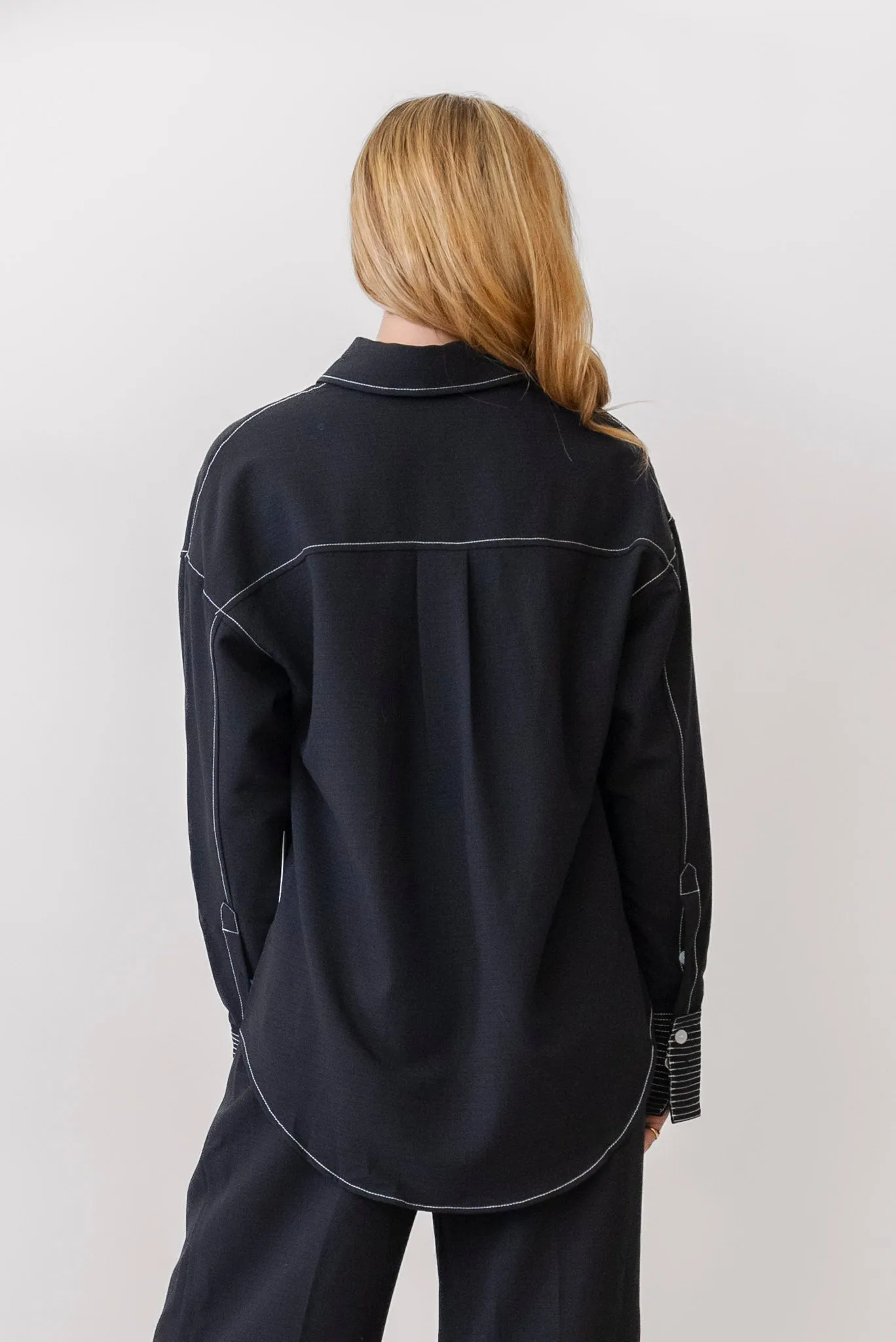 WHITEROOM CACTUS Cuff Contrast Blouse