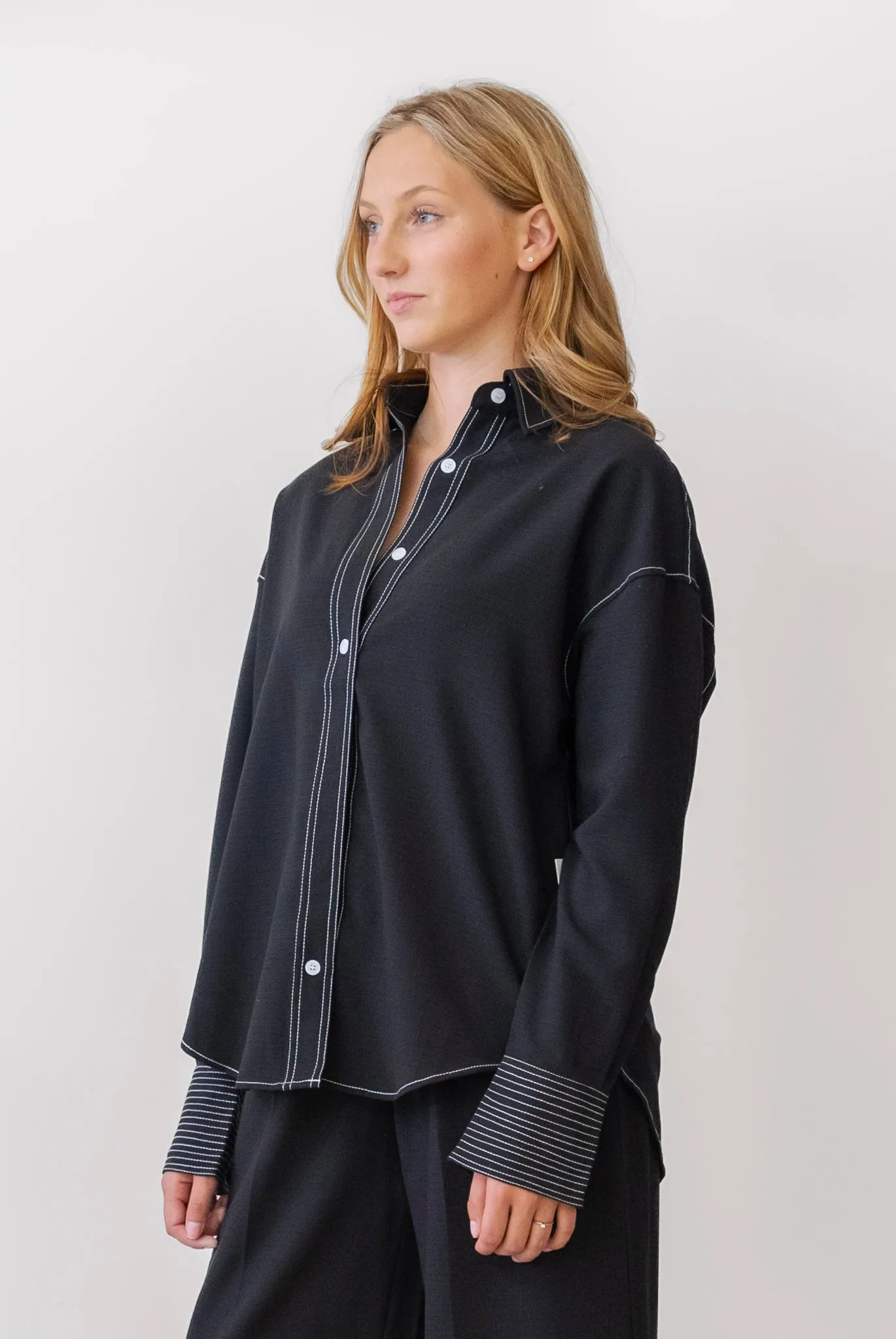 WHITEROOM CACTUS Cuff Contrast Blouse
