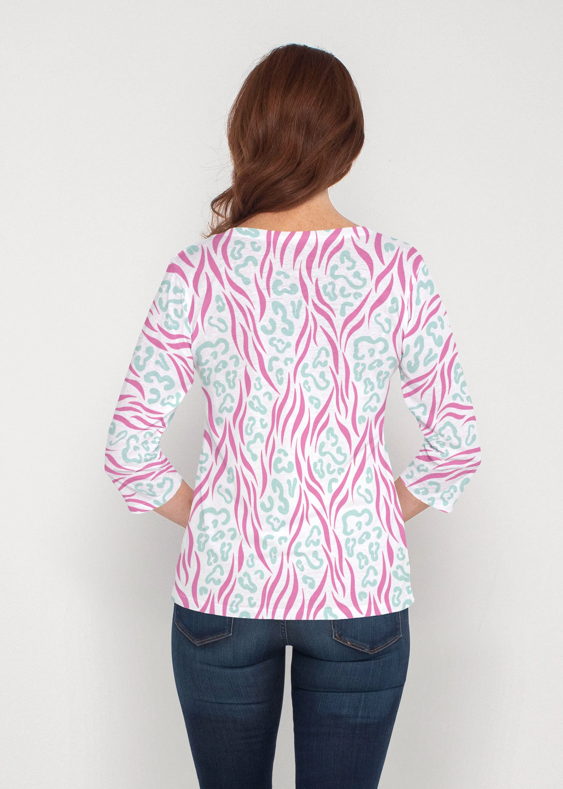 Wild Duo Berry (7937) ~ Signature 3/4 Sleeve V-Neck Top