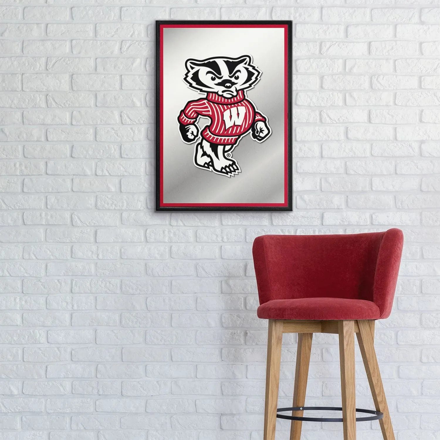 Wisconsin Badgers: Mascot - Framed Mirrored Wall Sign