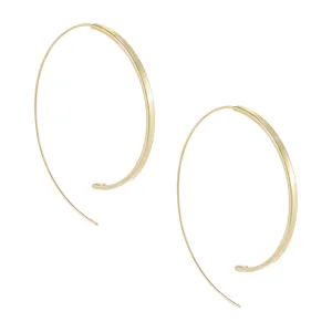 XL Thin Solid Threader Hoop Earring 14K