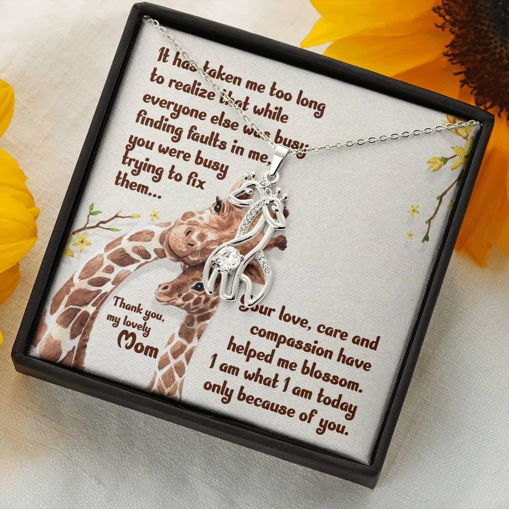 You fixed me-Giraffe Necklace for Mom, From Daughter
